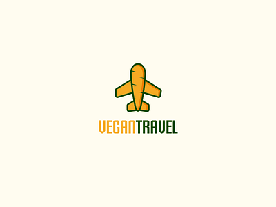 Vegan Travel logo carrot fly plane smart travel travelling unused vegetable vegi