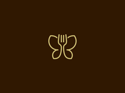 Butterfly + fork logo butterfly eat food mark restaurant smart symbol transformation