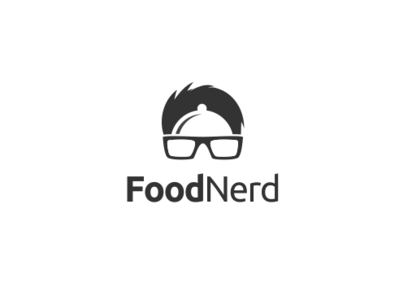 Food Nerd logo dish food geek hidden logo negative space negative space nerd smart sunglasses