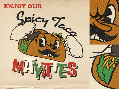 Enjoy your Taco! V2 comic comic art comic book comics design flat food food illustration illustration old school oldschool procreate retro retro design spicy taco taco tuesday tacos vector