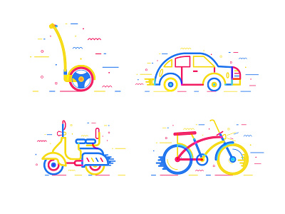 blue yellow and red balance bicycle blue car electric icon red vehicle yellow