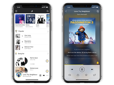 Music app page app convient ios iphonex mobile music simple ui