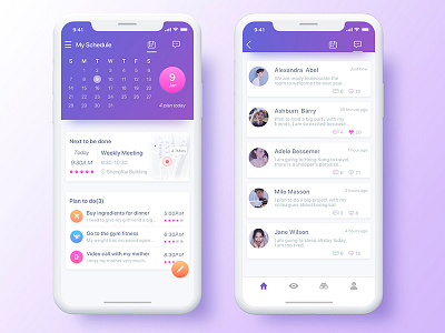 My Schedule app calendar icon ios iphonex mobile purple schedule ui