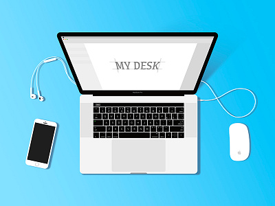 My desk desk illustration iphone mac macbook macbookpro magic mouse