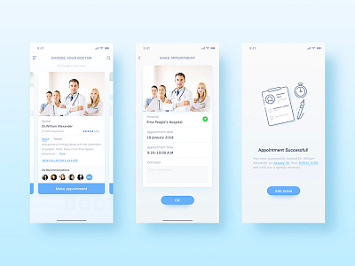 Appointment Doctor appointment clean doctor hospital ios iphonex ui