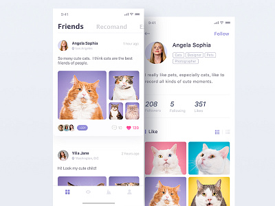 Pet Socializing app ios iphonex mobile pet photo purple social ui