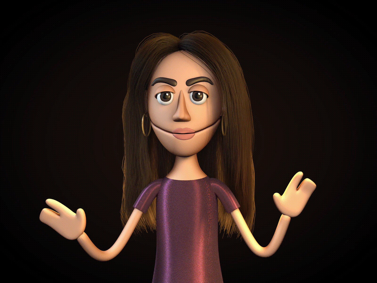 3D Muppet Girl 3d animate c4d42 character character design cinema 4d doll emoji girl hair motion muppet