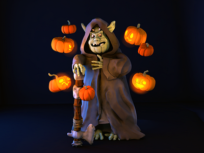 Halloween goblin 3d c4d42 character cinema 4d goblin halloween plasticine pumpkin