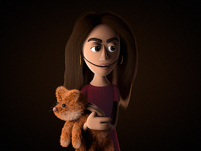 Muppet Girl with Cat