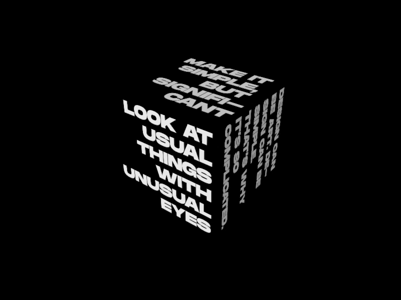 3D cube with text