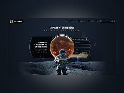 Golfsurprize advertising astronaut golfing moon rewards space surprizes