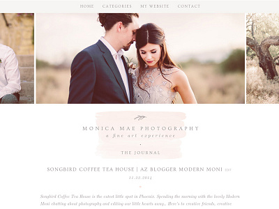 Blog Design // Monica Mae blog blog header full width menu prophoto watercolor