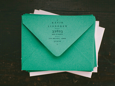 Return Address Stamp branding emerald logo rubber stamp stationery