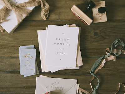 Every Moment is a Gift branding business cards cotton foil letterpress note cards stationery