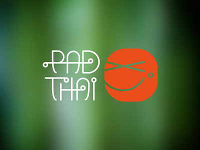 Pad Thai blur custom type fast food green logo orange pad thai smile typo