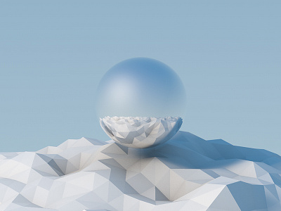 Fine Future No1 blue field fine future lowpoly pure reflection shine sphere white