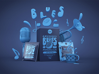 Blues 3d blue blues concept packaging tea