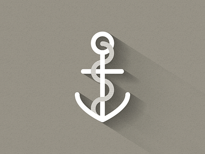 Anchor anchor flat illustration long rope shadow stripe