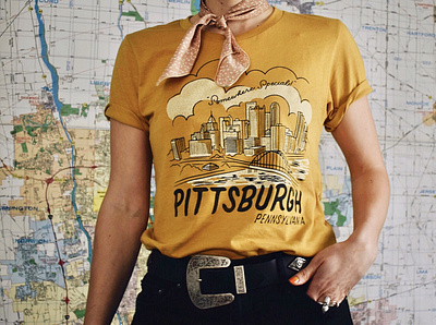 Pittsburgh Design | Steel City building city cityscape clouds illustration pittsburgh retro steel city t shirt design