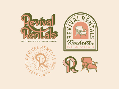 Revival Rentals Branding brand identity branding hand lettered hand lettering icon illustration logo logo design procreate retro