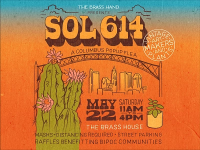 SOL 614 branding cacti cactus columbus hand lettered hand lettering illustration lettering ohio plant procreate retro stamp