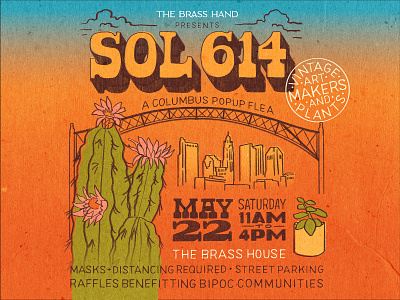 SOL 614 branding cacti cactus columbus hand lettered hand lettering illustration lettering ohio plant procreate retro stamp