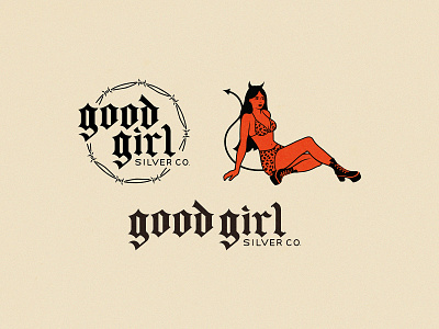 Good Girl Silver Co. Assets brand identity branding design hand lettered hand lettering illustration logo procreate retro