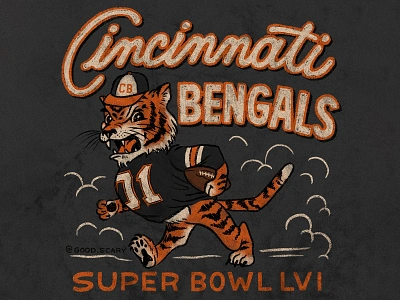 Cincinnati Bengals design hand lettering illustration procreate retro