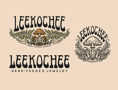 Leekochee Rebrand 70s brand identity branding forest hand lettered hand lettering illustration mushroom procreate retro woods