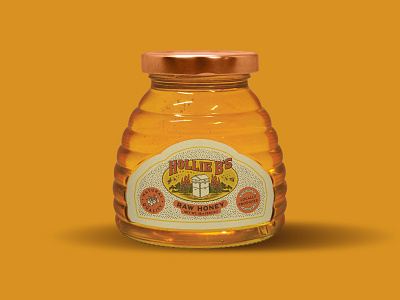 Hollie B's Apiary Honey Label apiary bee brand identity branding design hand lettered hand lettering honey illustration label logo procreate retro