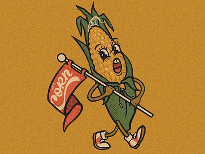 It's CORN! cartoon cob corn hand lettered hand lettering illustration its corn mascot procreate retro vegetable