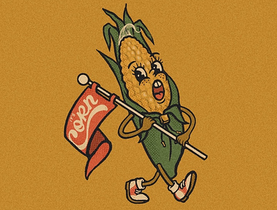 It's CORN! cartoon cob corn hand lettered hand lettering illustration its corn mascot procreate retro vegetable