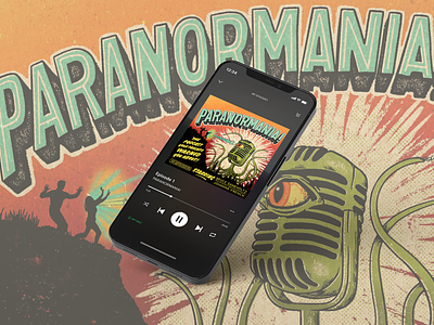 PARANORMANIA! Podcast Artwork hand lettering illustration monster podcast poster procreate retro scary movie
