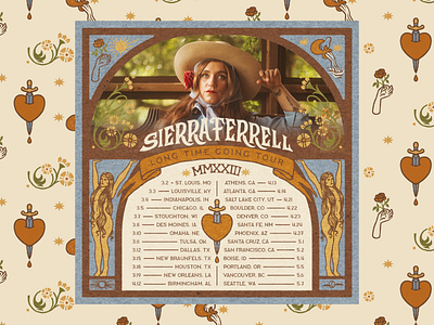 Sierra Ferrell Tour Advertising Material branding dagger hand lettered hand lettering heart illustration music mystical procreate retro tarot