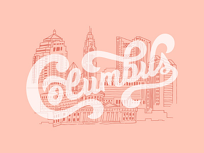 Columbus, Ohio Skyline columbus columbus ohio hand lettered illustration ohio skyline swash