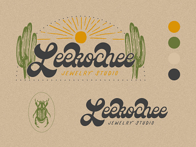 Leekochee Branding Work 70s branding branding design cactus hand lettered hand lettered logo illustration logo wordmark