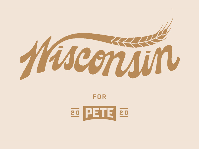 Wisconsin for Pete pete 2020 pete for america campaign script procreate lettering hand lettered hand lettering illustration