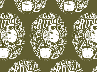 Enjoy the Ritual coffee coffee shop floral hand lettered hand lettering illustration t shirt design