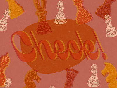 Check! chess game halftone hand lettered hand lettering retro texture
