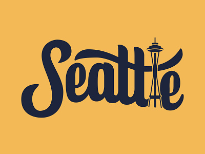 Seattle custom type hand lettering illustration procreate seattle space needle usa vector washington