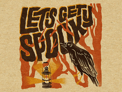 Let's Get Spooky bird creeoy crow halloween hand lettering lantern october procreate spooky