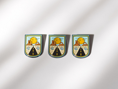 Custom Soft Enamel Pins badge brand identity branding desert enamel pin lapel pin road soft enamel sun utah