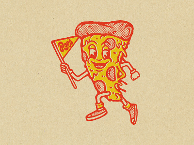 Pop's Pizza brand identity branding cartoon halftone illustration logo pennant pizza procreate run vector