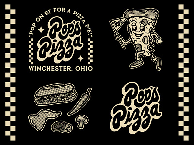 Pop's Pizza Flash Sheet brand identity branding hand lettering illustration lettering logo pizza procreate restaurant retro script