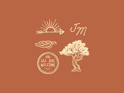 Icons brand identity branding hand lettering icon icon set illustration juniper knot procreate sun tree