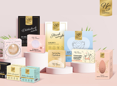 Her Surprise package design beauty products graphic design illustration logo package design