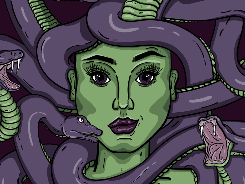 Medusa | detail 2 female woman new york city wacom adobe illustrator illustration snakes mythology medusa