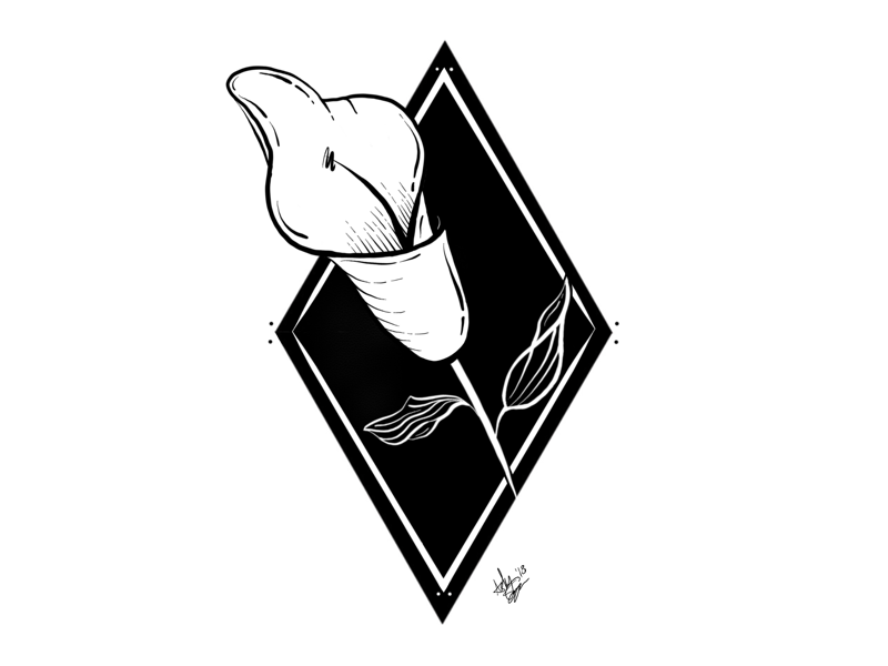 <> brooklyn nyc design geometric flower black and white illustration illustrator lily