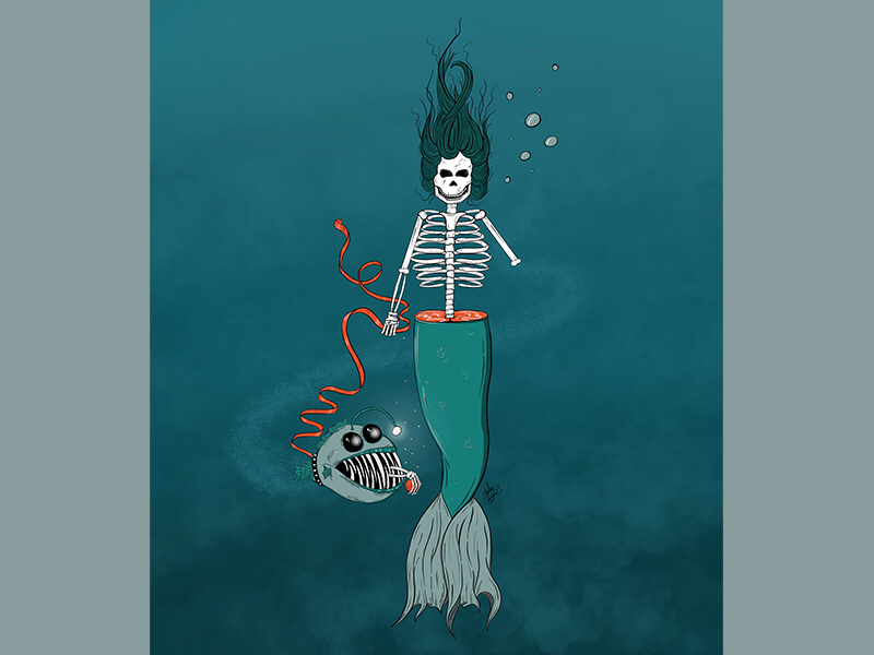 FETCH death mermaid under the sea illustrator color procreate ipad line work illustration