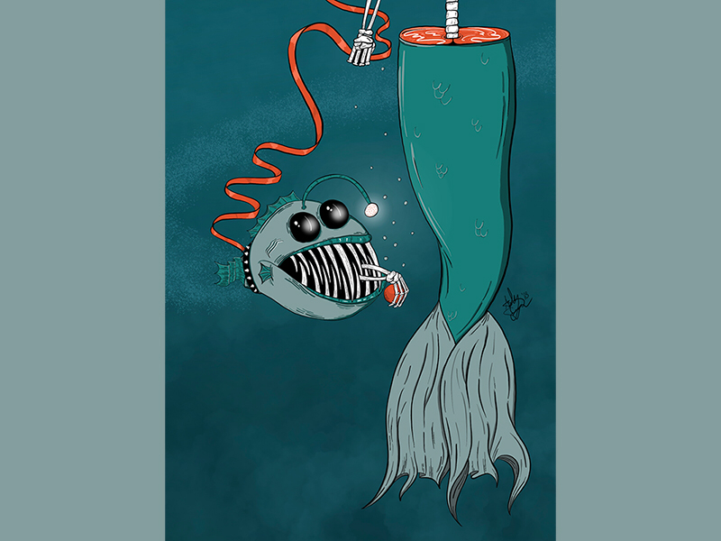 FETCH | detail 1 death mermaid under the sea line work color illustrator illustration ipad procreate
